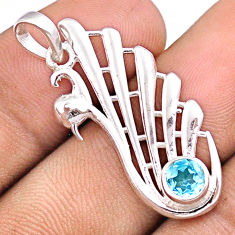 0.85cts natural blue topaz 925 sterling silver peacock pendant jewelry u17507