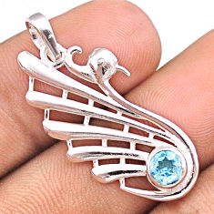 0.84cts natural blue topaz 925 sterling silver peacock pendant jewelry u17508