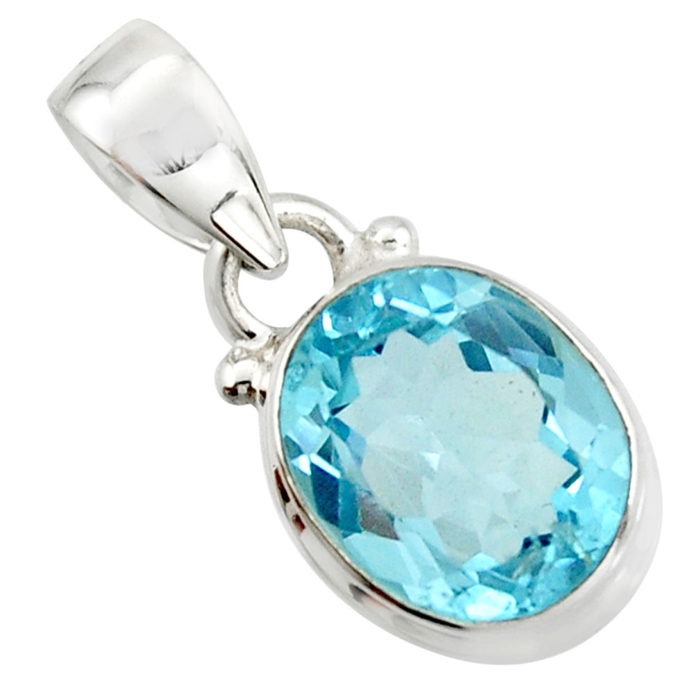 4.92cts natural blue topaz 925 sterling silver pendant jewelry r20665