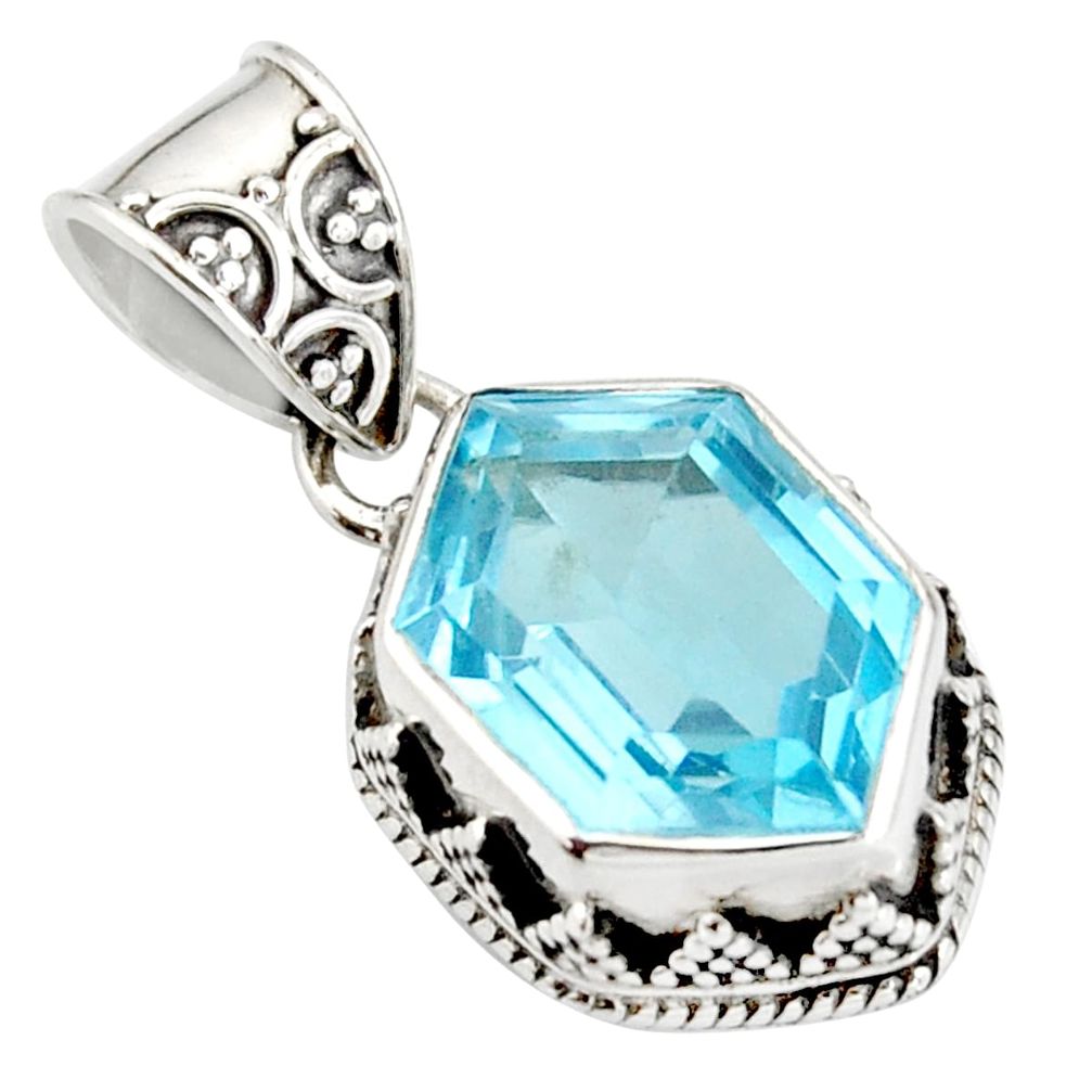 7.36cts natural blue topaz 925 sterling silver pendant jewelry r20685