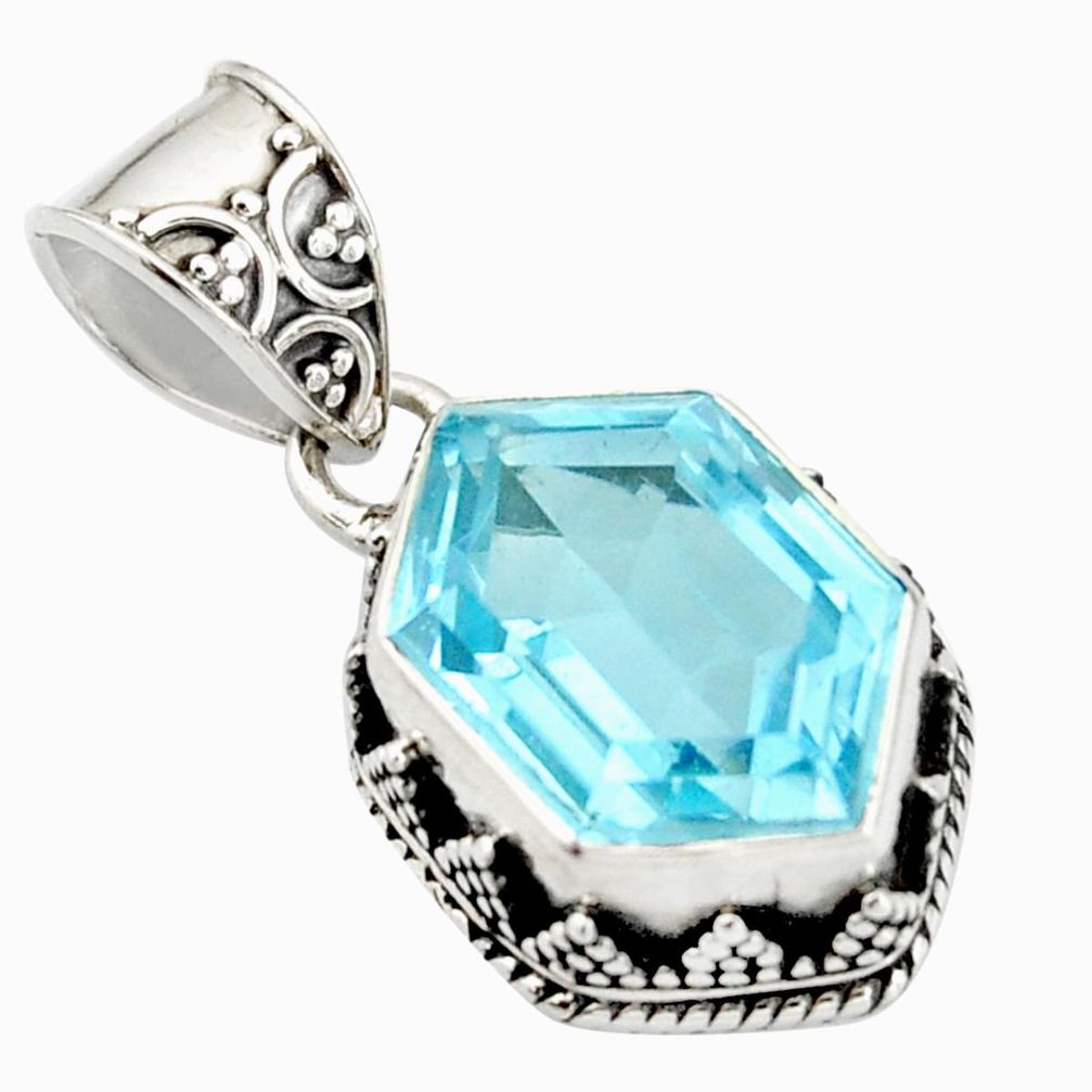 7.58cts natural blue topaz 925 sterling silver pendant jewelry r20688