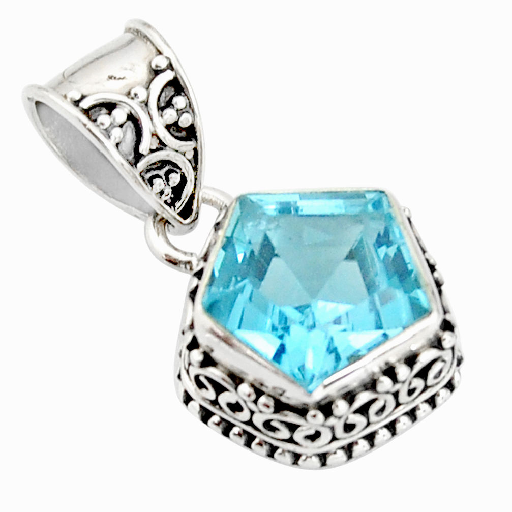 5.49cts natural blue topaz 925 sterling silver pendant jewelry r20700