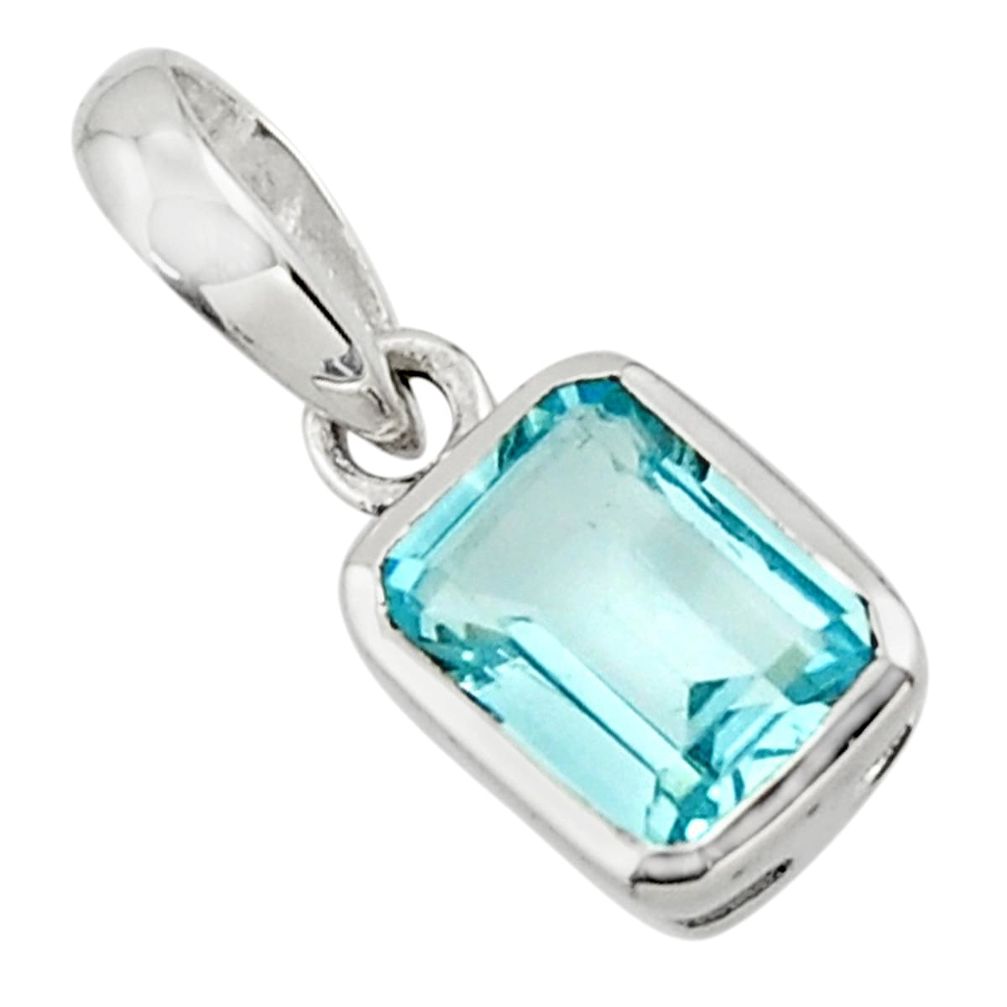 2.04cts natural blue topaz 925 sterling silver pendant jewelry r43466