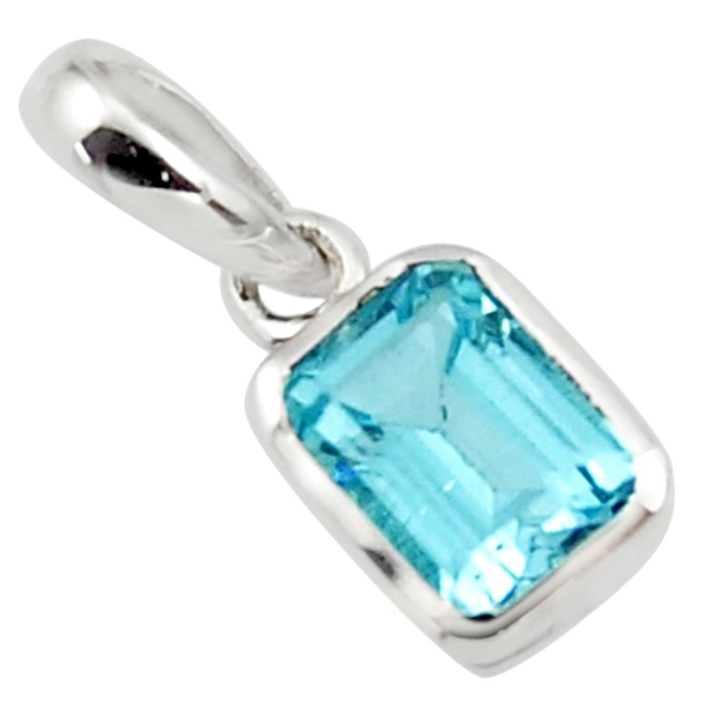 2.13cts natural blue topaz 925 sterling silver pendant jewelry r45670