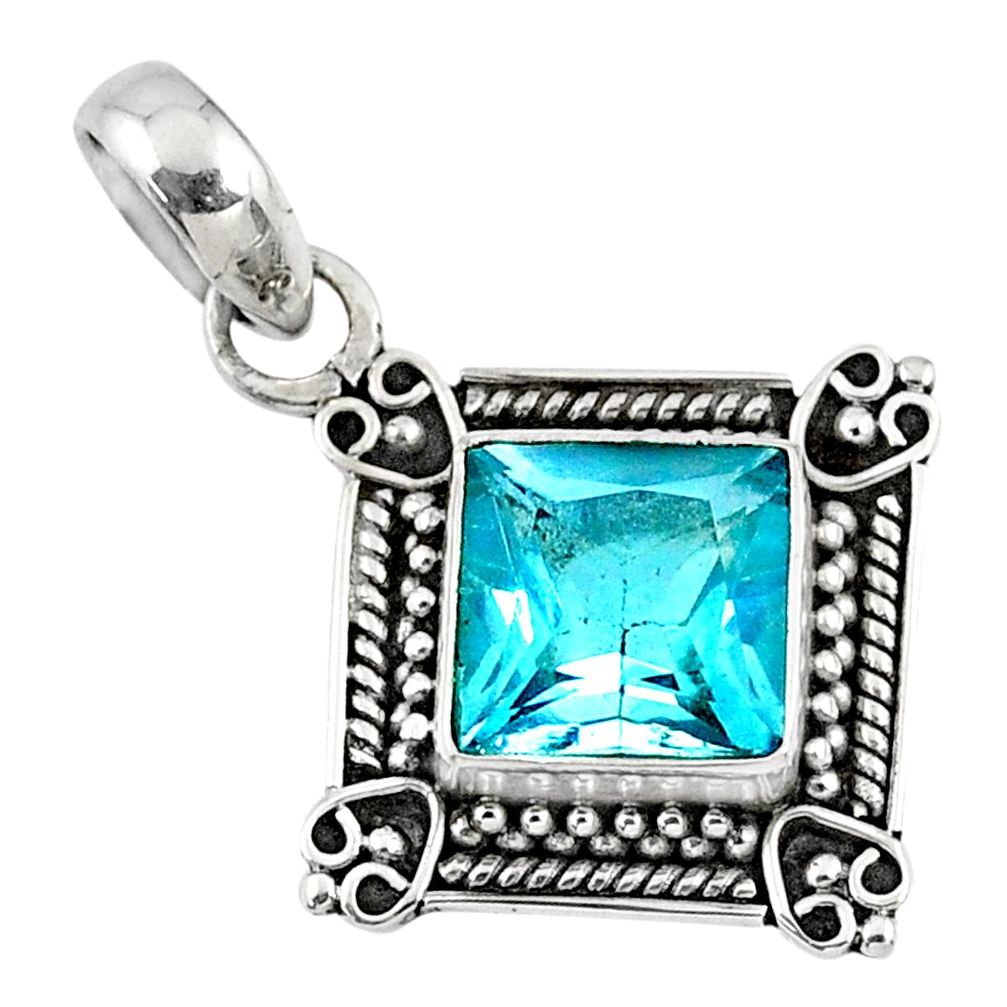 3.51cts natural blue topaz 925 sterling silver pendant jewelry r57745