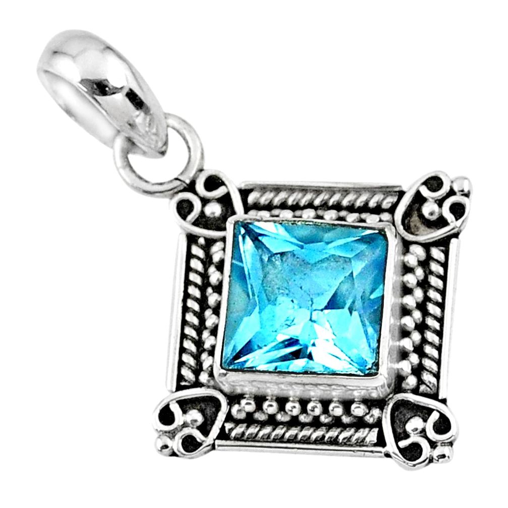 3.51cts natural blue topaz 925 sterling silver pendant jewelry r57803