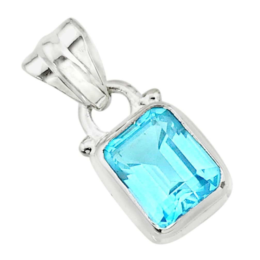 2.98cts natural blue topaz 925 sterling silver pendant jewelry t24034