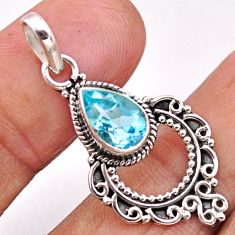 2.60cts natural blue topaz 925 sterling silver pendant jewelry t84781