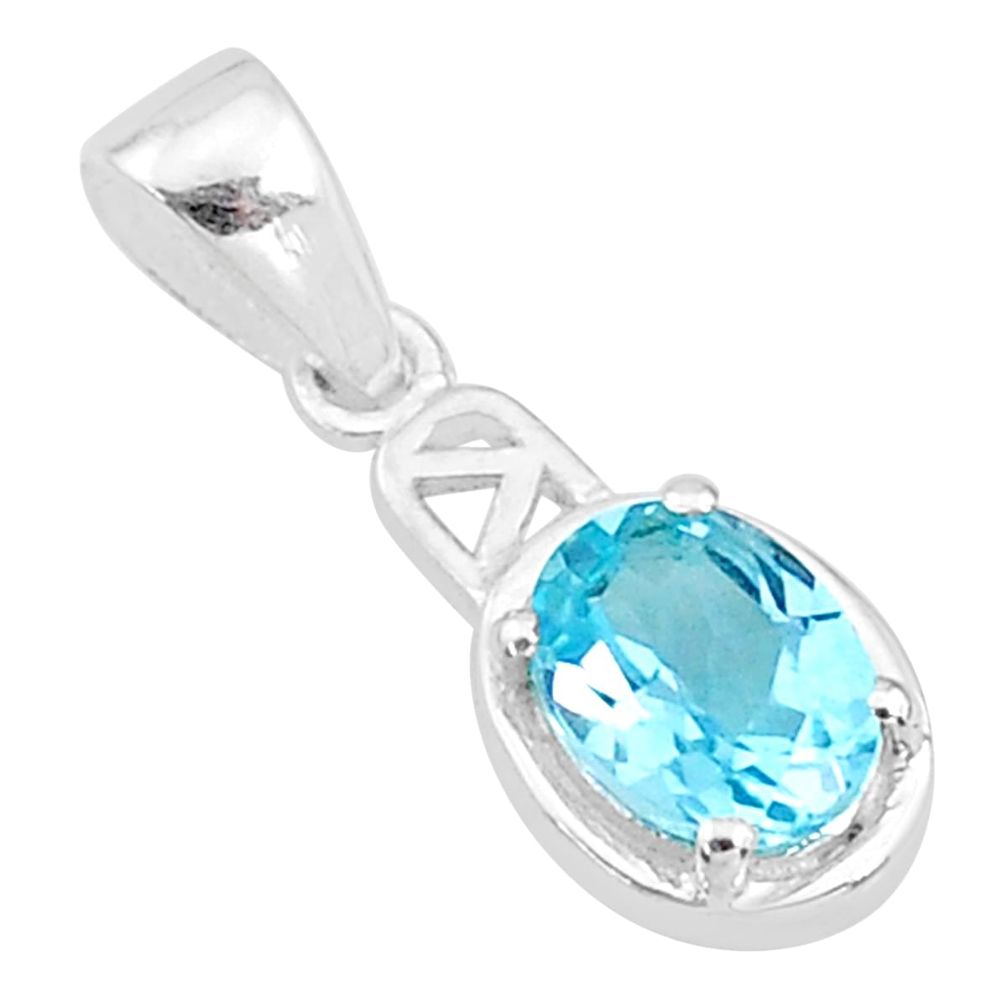 2.04cts natural blue topaz 925 sterling silver pendant jewelry t9106