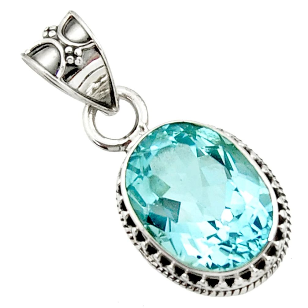  blue topaz oval 925 sterling silver pendant jewelry d45205