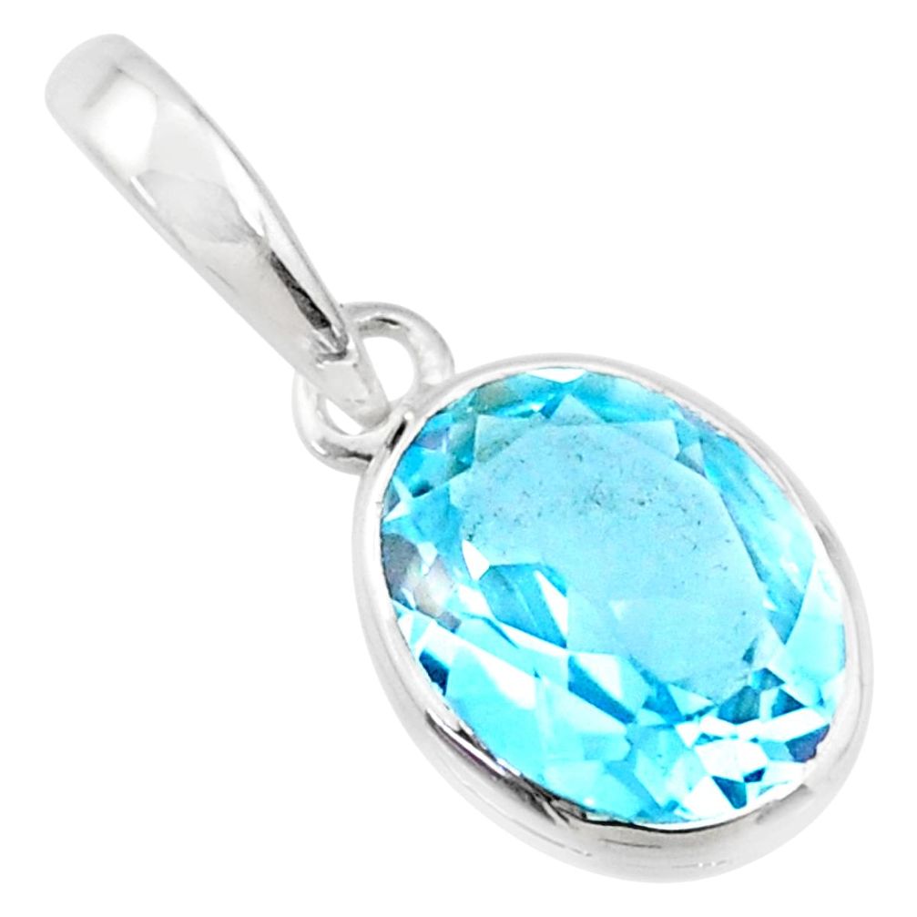 3.10cts natural blue topaz oval 925 sterling silver pendant jewelry r71474