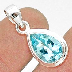 3.82cts natural blue topaz pear shape 925 sterling silver pendant jewelry u23079