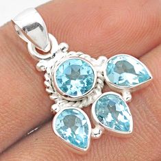 5.56cts natural blue topaz round 925 sterling silver pendant jewelry u14766