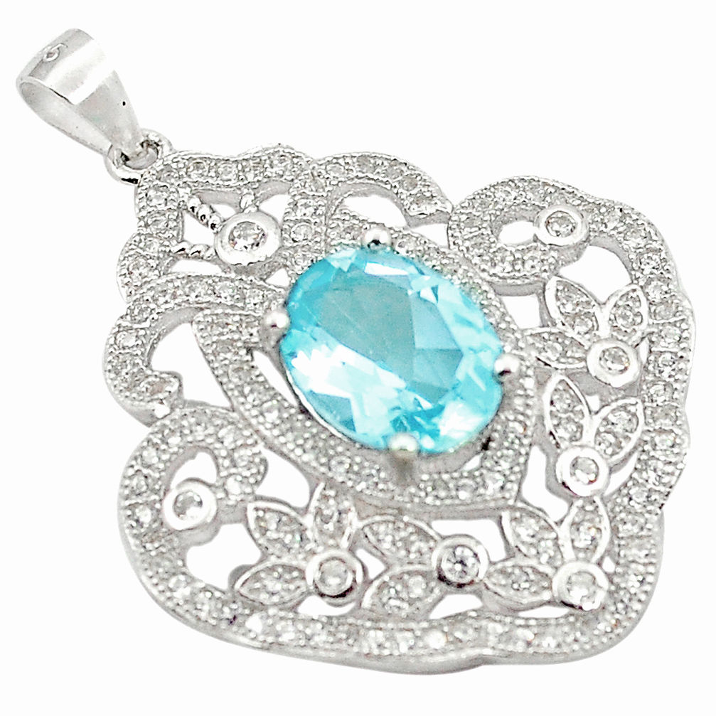 8.54cts natural blue topaz topaz 925 sterling silver pendant jewelry c18124