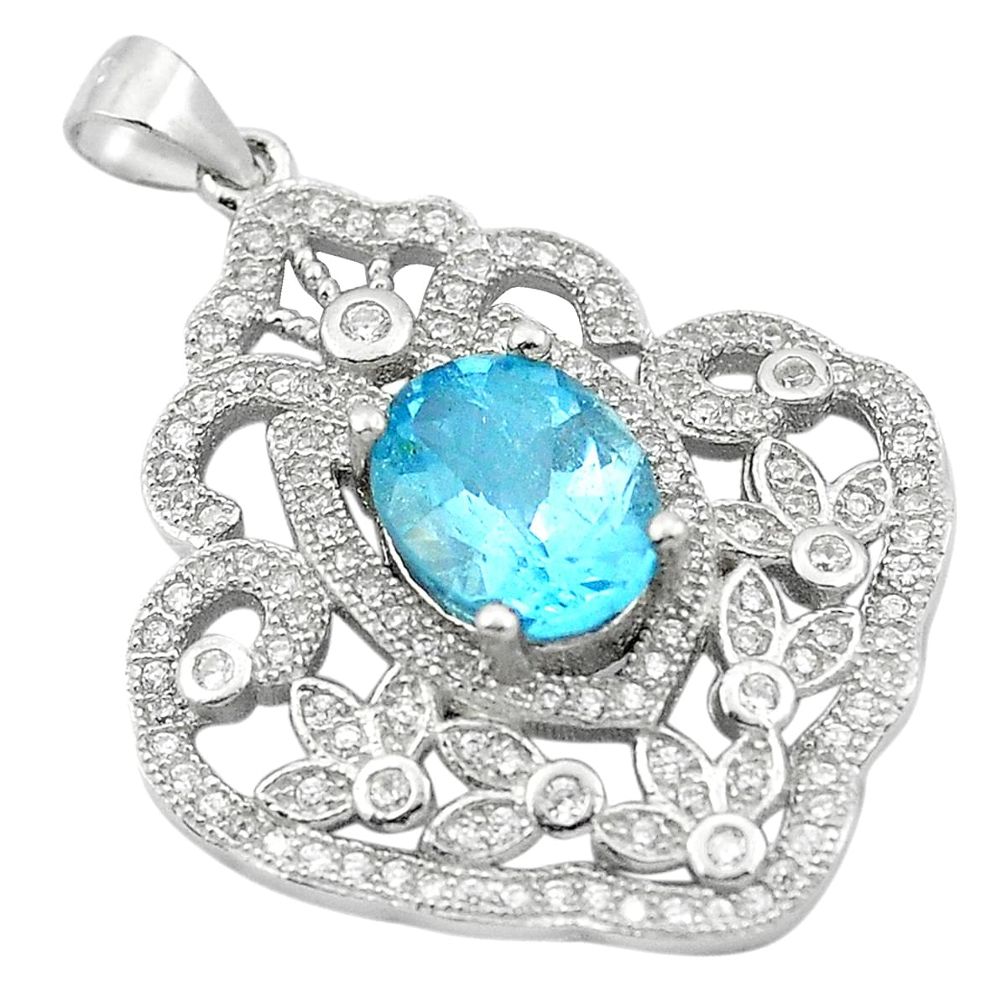 6.83cts natural blue topaz topaz 925 sterling silver pendant jewelry c18139