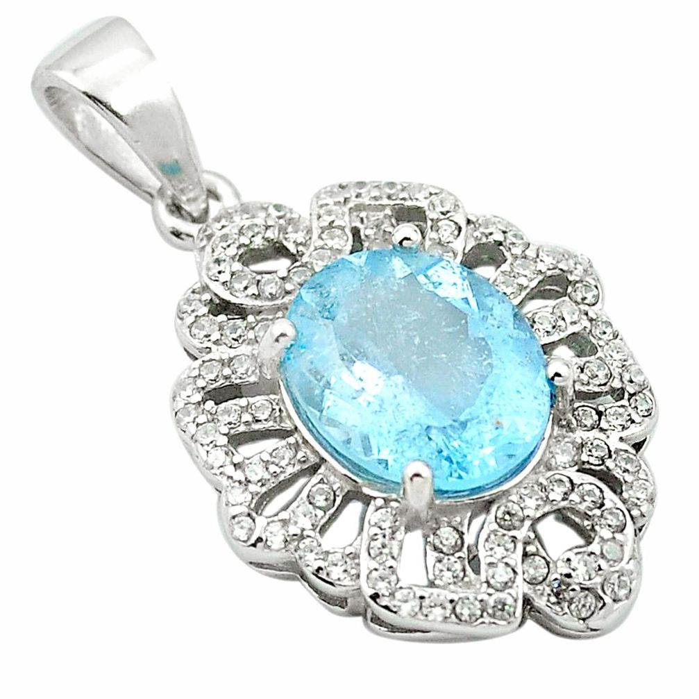 6.43cts natural blue topaz topaz 925 sterling silver pendant jewelry c18121