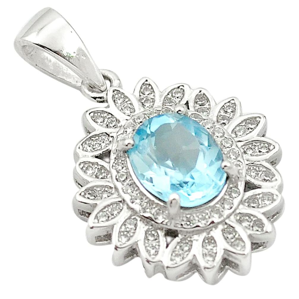 5.53cts natural blue topaz topaz 925 sterling silver pendant jewelry c18140