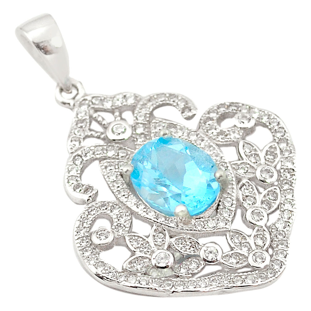 7.22cts natural blue topaz topaz 925 sterling silver pendant jewelry c18133