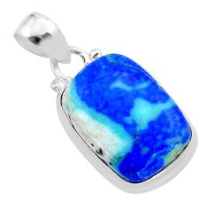 14.26cts natural blue turquoise azurite 925 sterling silver pendant t37442