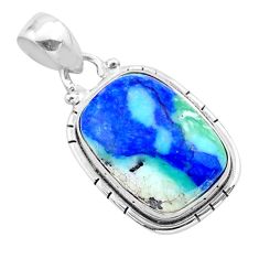 14.12cts natural blue turquoise azurite 925 sterling silver pendant t37477
