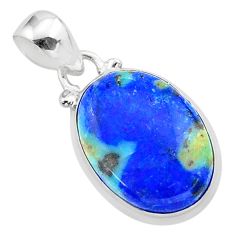 12.58cts natural blue turquoise azurite 925 sterling silver pendant t37495