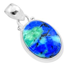 12.60cts natural blue turquoise azurite 925 sterling silver pendant t37512