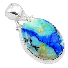 13.48cts natural blue turquoise azurite 925 sterling silver pendant t37517