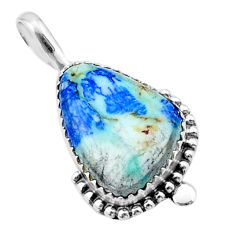 11.20cts natural blue turquoise azurite 925 sterling silver pendant u38813