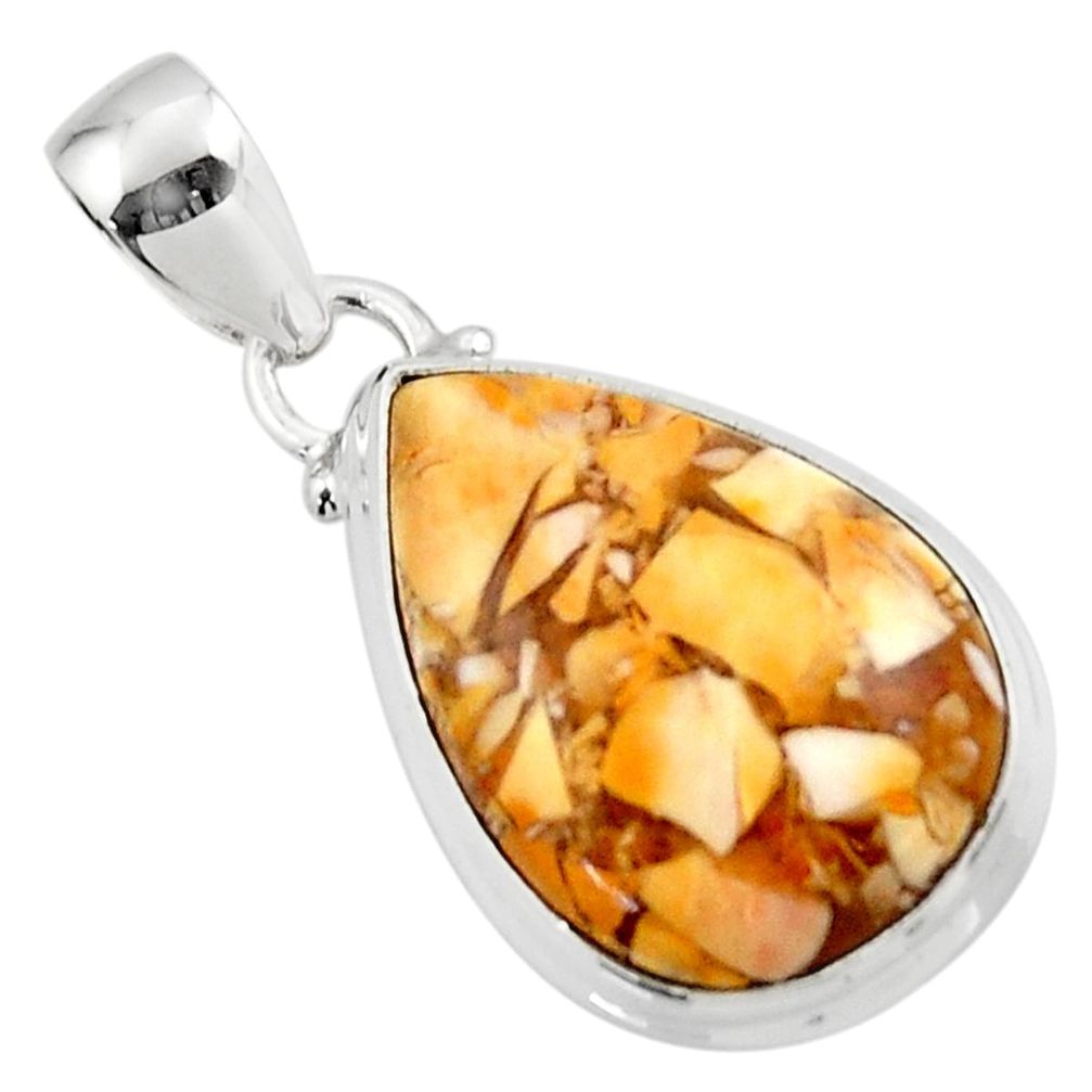 Natural brecciated mookaite (australian jasper) 925 silver pendant r46417