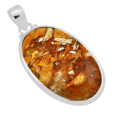 19.79cts natural brecciated mookaite (australian jasper) silver pendant n34928