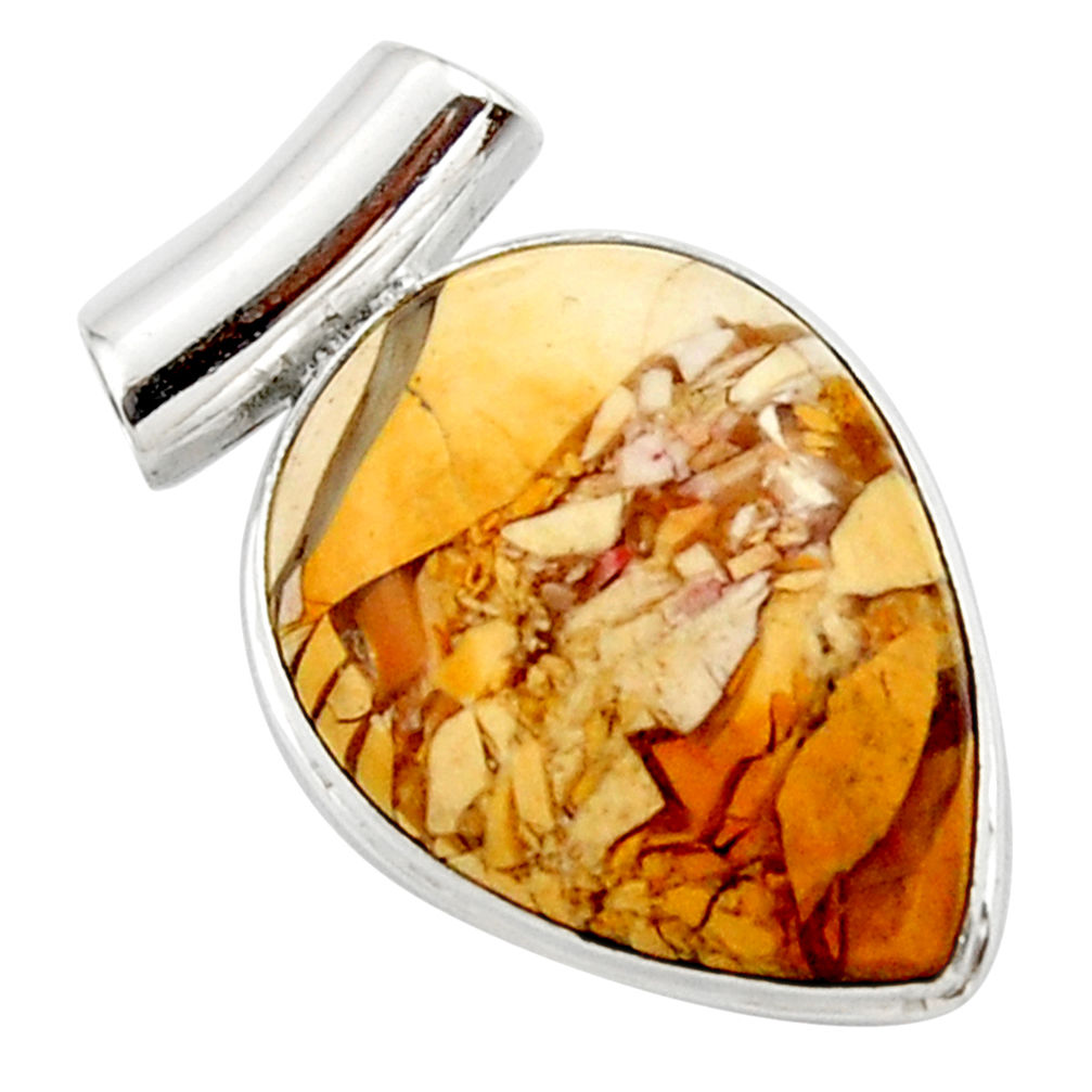 16.20cts natural brecciated mookaite (australian jasper) silver pendant r27601