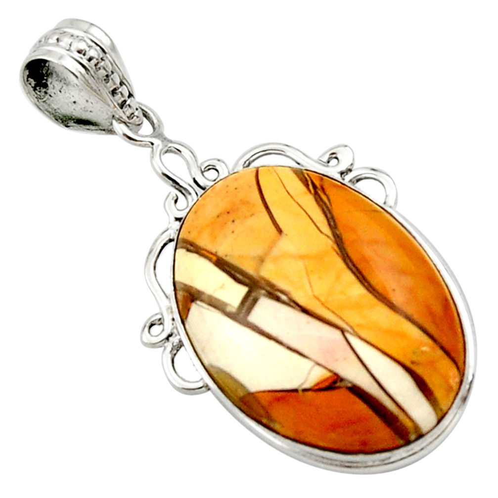 15.65cts natural brecciated mookaite (australian jasper) silver pendant r27611