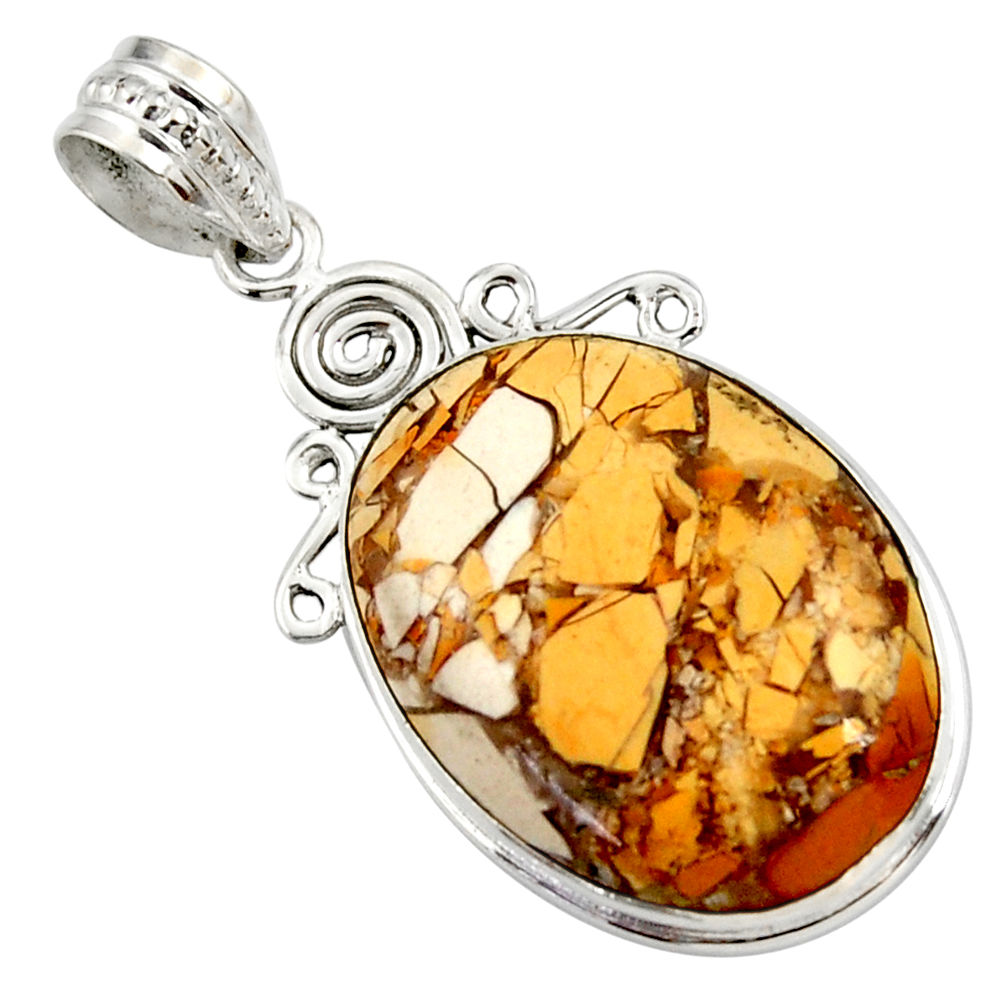 17.55cts natural brecciated mookaite (australian jasper) silver pendant r27626