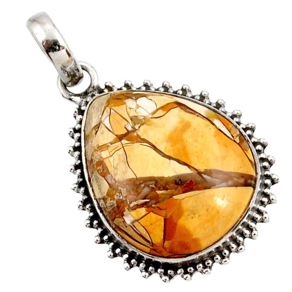 18.70cts natural brecciated mookaite (australian jasper) silver pendant r27783