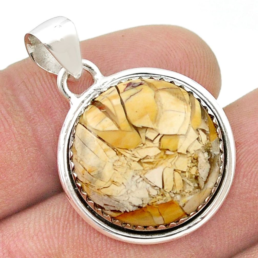 15.08cts natural brecciated mookaite (australian jasper) silver pendant u45563