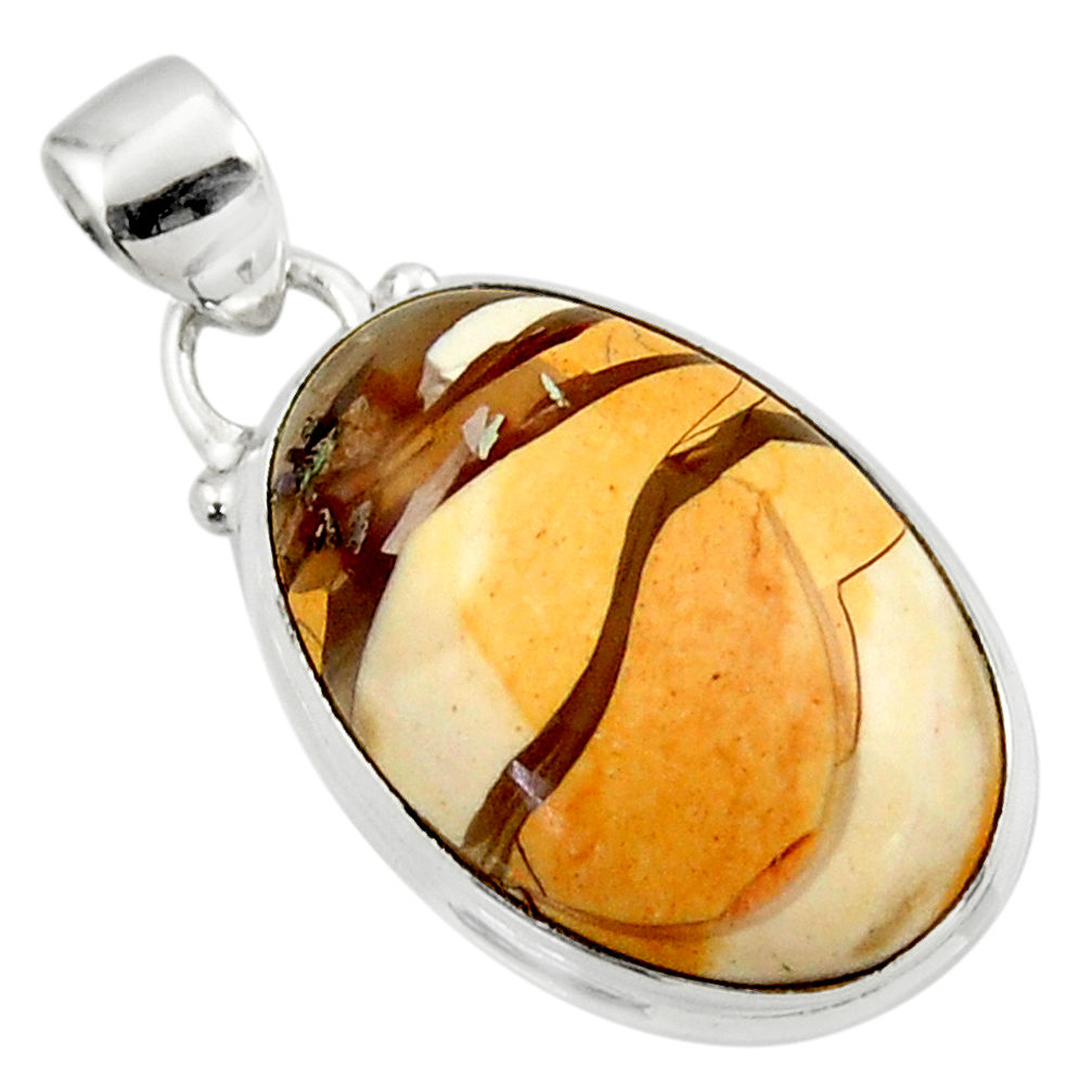 11.90cts natural brecciated mookaite australian jasper 925 silver pendant r46301