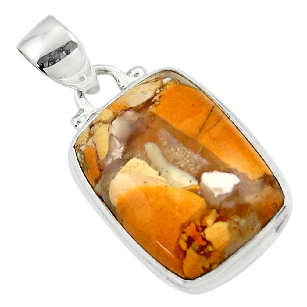 12.07cts natural brecciated mookaite australian jasper 925 silver pendant r46311