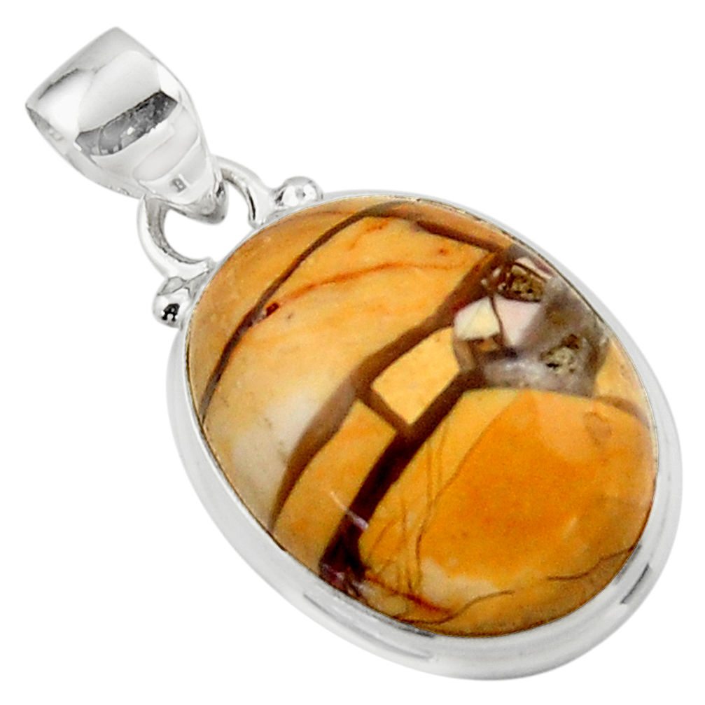 12.68cts natural brecciated mookaite australian jasper 925 silver pendant r46313