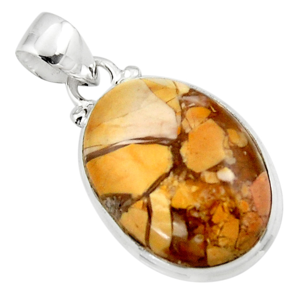 13.05cts natural brecciated mookaite australian jasper 925 silver pendant r46314