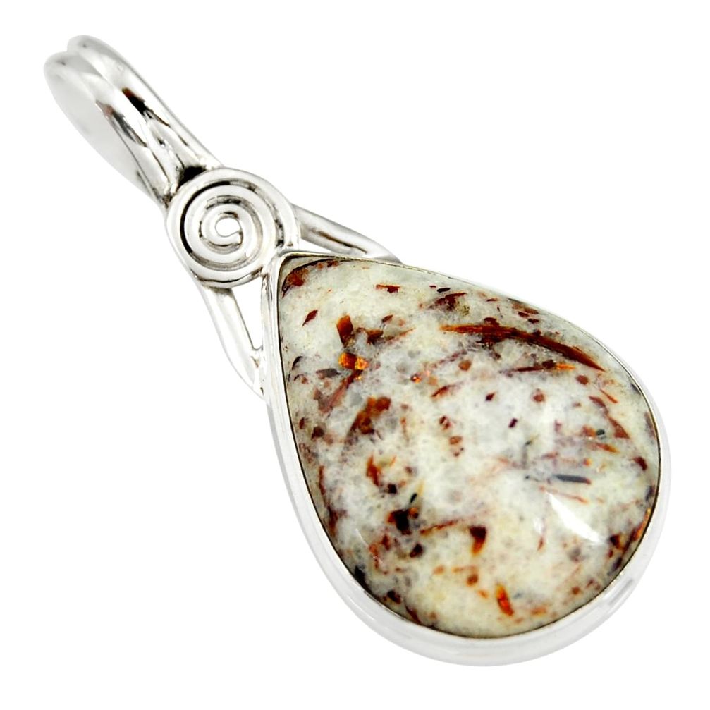 17.57cts natural bronze astrophyllite (star leaf) 925 silver pendant r20006