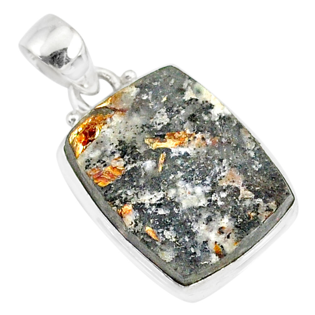 13.15cts natural bronze astrophyllite (star leaf) 925 silver pendant r85992