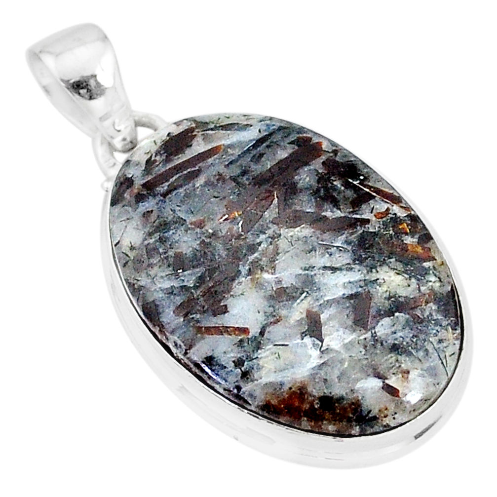 20.65cts natural bronze astrophyllite (star leaf) 925 silver pendant r95990