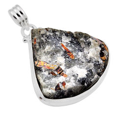 34.64cts natural bronze astrophyllite (star leaf) fancy silver pendant n25029
