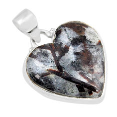 14.98cts natural bronze astrophyllite (star leaf) heart silver pendant y52951