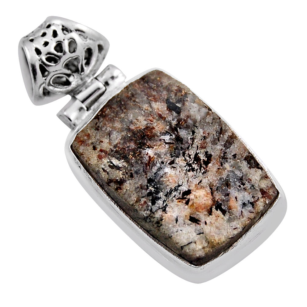 16.70cts natural bronze astrophyllite (star leaf) octagan silver pendant n25361