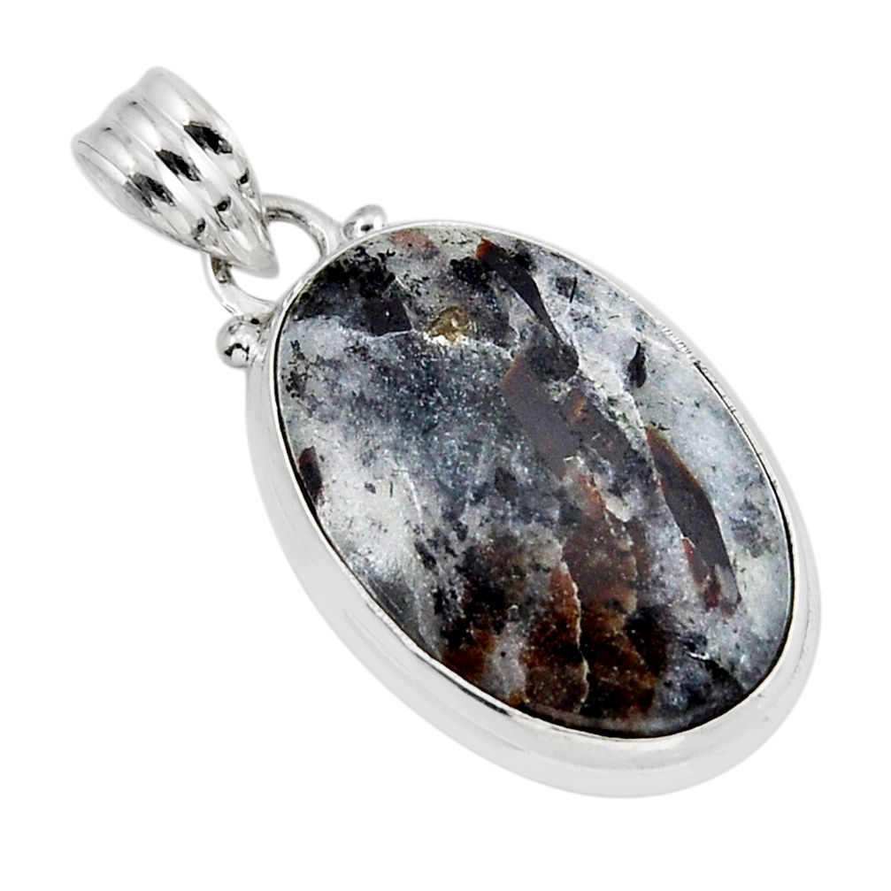 14.57cts natural bronze astrophyllite (star leaf) oval 925 silver pendant y52497