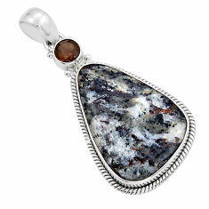 26.70cts natural bronze astrophyllite smoky topaz 925 silver pendant y21523