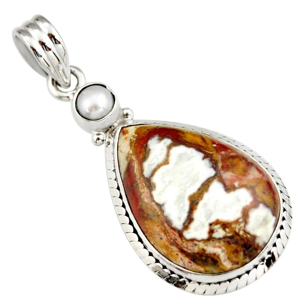 19.89cts natural bronze wild horse magnesite pearl 925 silver pendant r20107