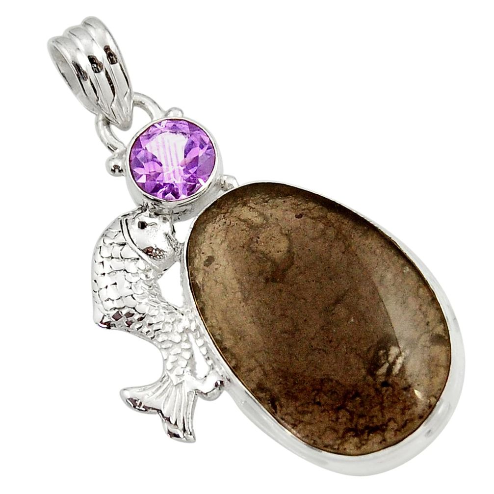 tite amethyst 925 silver fish pendant d45520