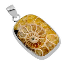 21.92cts natural brown ammonite fossil octagan sterling silver pendant y83817